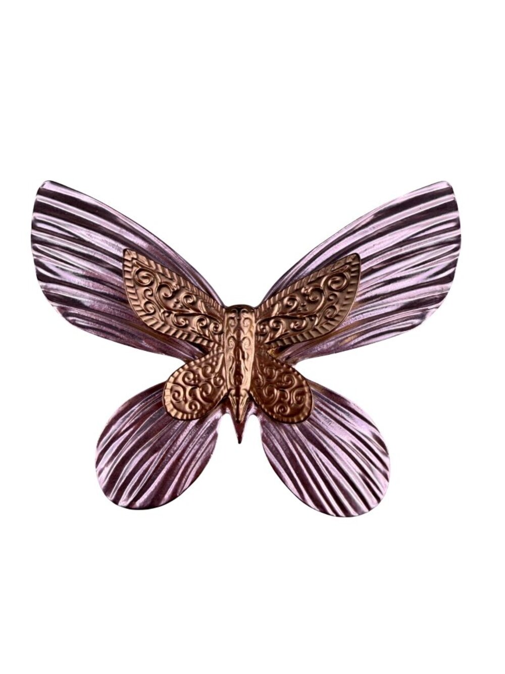 Chicos Two-Tone Mixed Metal Butterfly Brooch Gold & Silver Tone Textured Pin